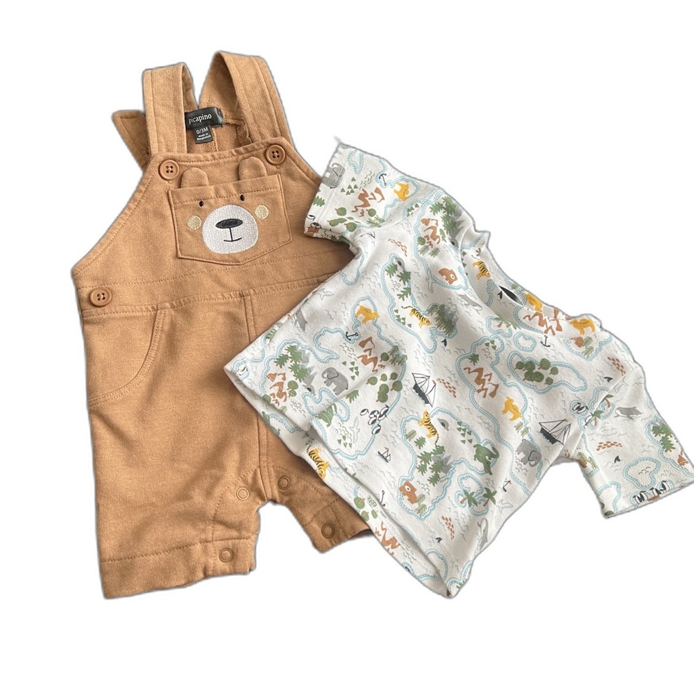 Adorable Tan Bear Overall Set for Kids